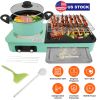 3 in 1 Electric Hot Pot with Grill 1600W Smokeless Non-Stick Korean BBQ Grill Shabu Shabu Hot Pot Combo with Independent Temperature Control for 3-5 P