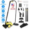1800W Steam Cleaning Machine with Wheels High Temperature and Pressure Steamer Cleaner with 2L Water Tank Stepless Steam Control 15 Accessories