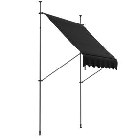 Outsunny 65 x 4 Manual Retractable Awning Non-Screw Installation Freestanding UV Protection for Window or Door Sleek Black