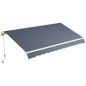 Outsunny 12x8 Ft Elegant Outdoor Shade Retractable Patio Canopy Awning Manual Crank UV & Water Resistant, Dark Gray