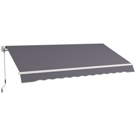 Outsunny 12' x 10' Manual Retractable Awning Outdoor Sunshade Shelter with Adjustable & Versatile Design