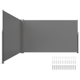 VEVOR Retractable Side Awning, 63''x 236'' Full Aluminum Rust-Proof Patio Sunshine Screen, Outdoor Privacy Divider & Wind Screen, Works for Court