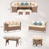 Outsunny Stylish Patio Suite: 6PC Woven PE Rattan Lounge Set with Cushions, Coffee Table | Sophisticated Outdoor Comfort.