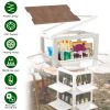 Folding Storage Bin Camping Collapsible Organizer Box Stackable Grocery Container Shelf Baskets with Cutting Board Top Lid 4 Side Lockable Doors Wheel
