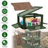 Folding Storage Bin Camping Collapsible Organizer Box Stackable Grocery Container Shelf Baskets with Cutting Board Top Lid 4 Side Lockable Doors Wheel