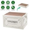Folding Storage Bin Camping Collapsible Organizer Box Stackable Grocery Container Shelf Baskets with Cutting Board Top Lid 4 Side Lockable Doors Wheel