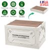 Folding Storage Bin Camping Collapsible Organizer Box Stackable Grocery Container Shelf Baskets with Cutting Board Top Lid 4 Side Lockable Doors Wheel