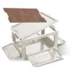 Folding Storage Bin Camping Collapsible Organizer Box Stackable Grocery Container Shelf Baskets with Cutting Board Top Lid 4 Side Lockable Doors Wheel